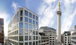 A view of the Sub800 - 24 Monument Street, City of London, London, EC3R 8AJ office building on a sunny day