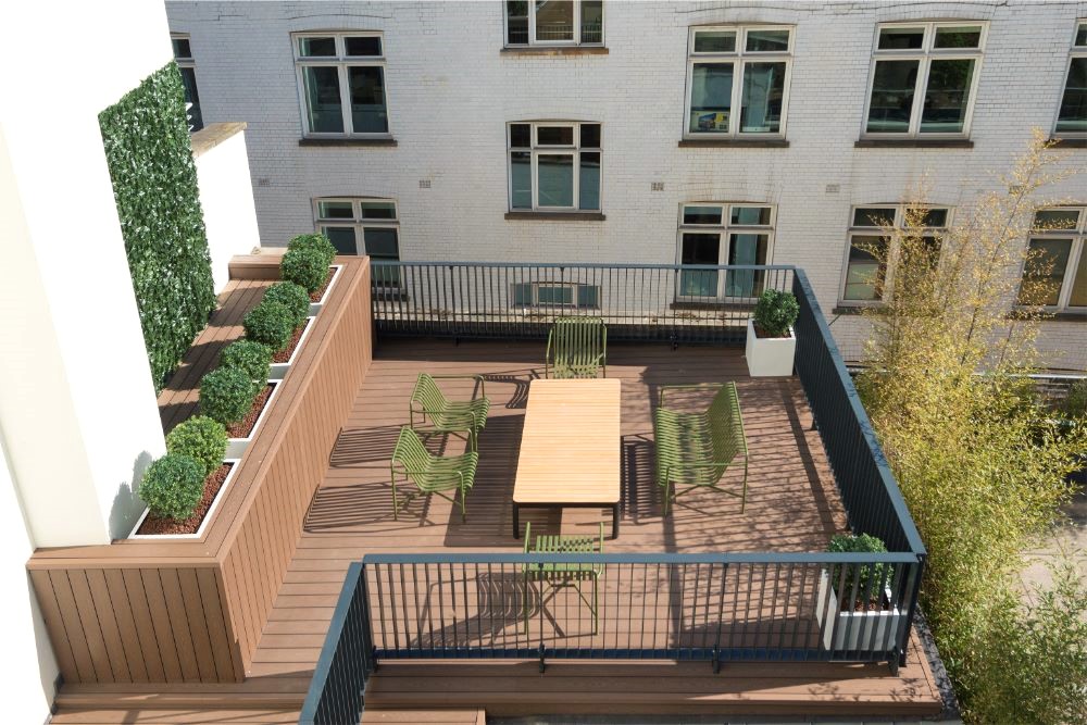 A roof terrace at the Sub800 - 4 Golden Square, Soho, London, W1F 9HT office property
