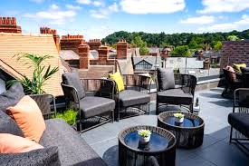 The outdoor terrace at the 1 London Road, Alderley Edge SK9 7JU coworking property