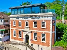 An aerial view of the MYHQ - Bridgeway House, Mellor Road, Cheadle Hulme, Cheadle SK8 5AU coworking space building