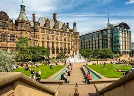 Peace Gardens and Town Hall in Sheffield city centre