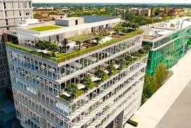 An aerial view of the terraces and roof gardens on Clarendon WRX in Watford