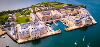 An aerial view of Plymouth's docks