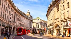 The West End of London on a sunny day