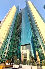 Looking up at Biz City - City Tower 2, Sheikh Zayed Road, Dubai