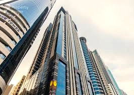From the ground looking up at Czar Workspace - Latifa Tower, World Trade Centre, Sheikh Zayed Road, Dubai
