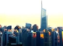 A view of Servcorp - Almas Tower, JLT, DMCC Free Zone, Dubai against the skyline