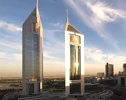 A view of Servcorp - Emirates Towers, Sheikh Zayed Road, Dubai against the skyline