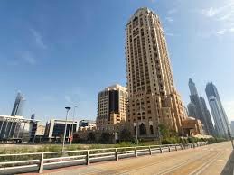 A view from the ground of Spaces - Arjaan Office Tower, Dubai Media City, Dubai, United Arab Emirates