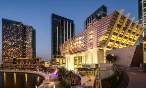 External shot of TEC - Al Sila Tower, Abu Dhabi Global Market Square, Al Maryah Island, Abu Dhabi, UAE at dusk