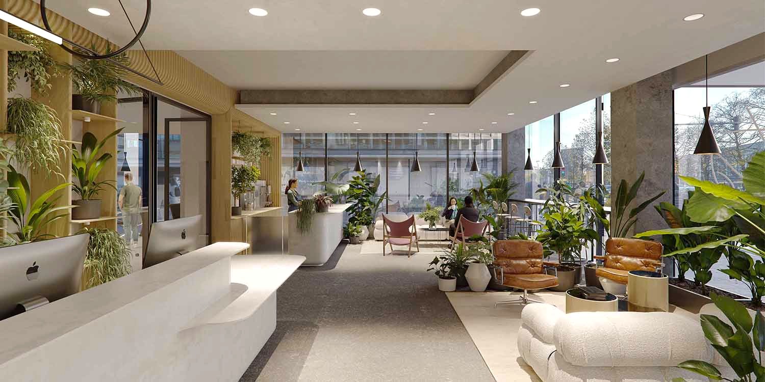 The reception area at Clockwise Brussels European District - Arts 44 Building, Av. des Arts 44, 1040 Bruxelles, Belgium